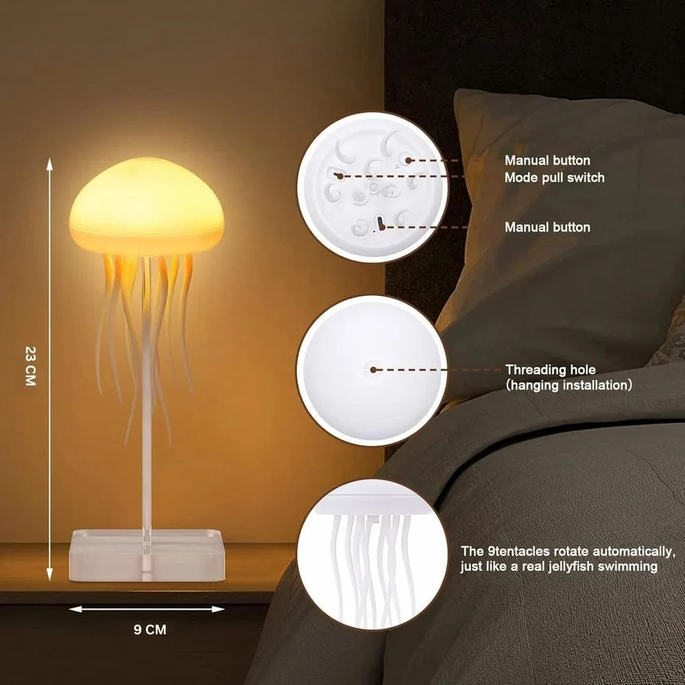 Round Jellyfish Lamp with Dancing Legs, Multicolor