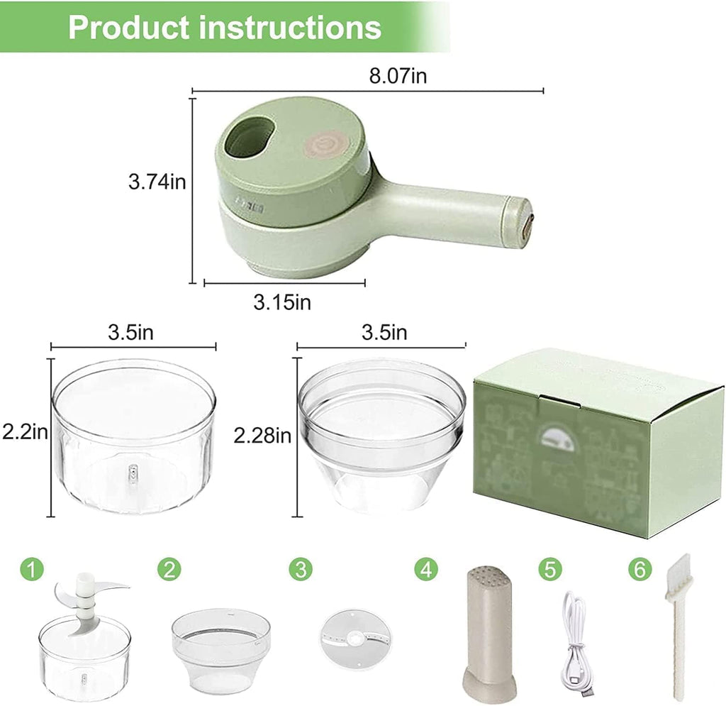4-in-1 Electric Handheld Cooking Hammer Vegetable Cutter Set – A Multifunctional Electric Food Chopper for Effortless Slicing and Dicing of Vegetables and Fruits