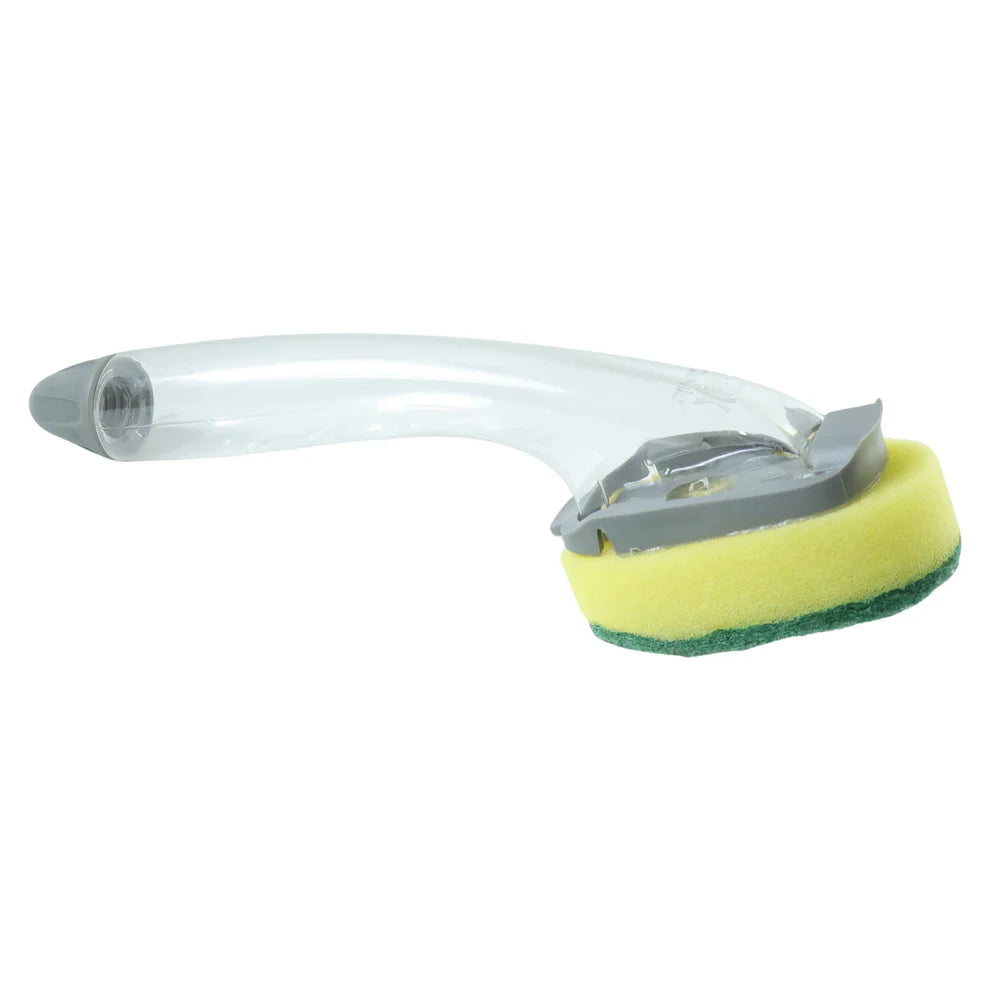 Soap Dispensing Dishwashing Scrubber Brush with Built-In Liquid Dispenser