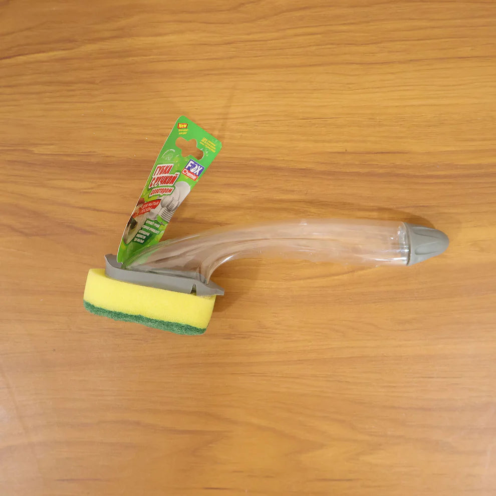 Soap Dispensing Dishwashing Scrubber Brush with Built-In Liquid Dispenser