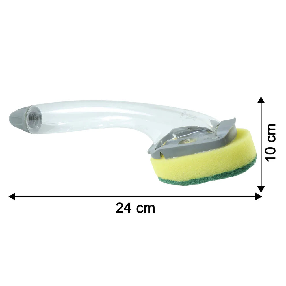 Soap Dispensing Dishwashing Scrubber Brush with Built-In Liquid Dispenser